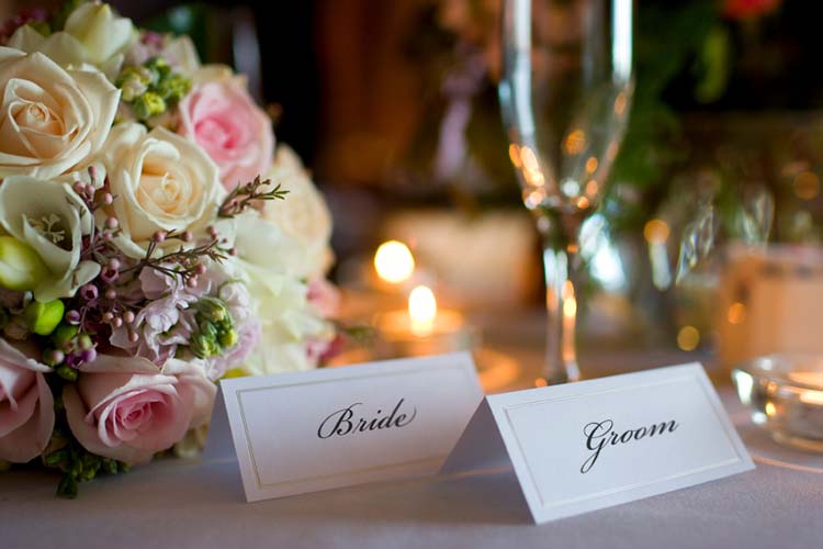 reception table with weddings cards