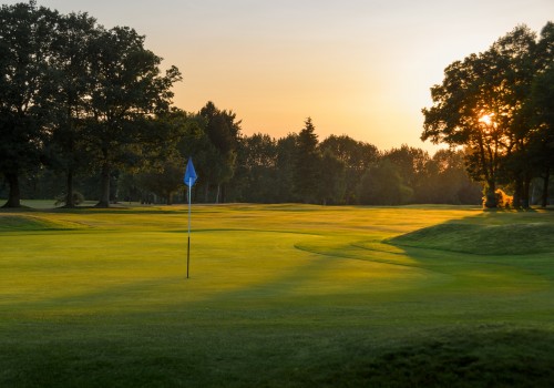 blue flag on the green