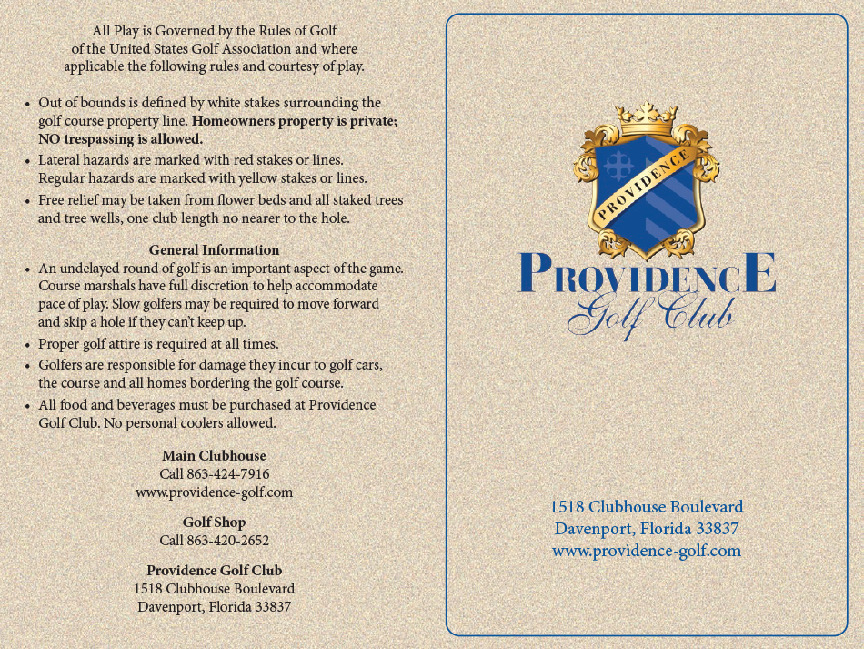 Scorecard Providence Golf Club