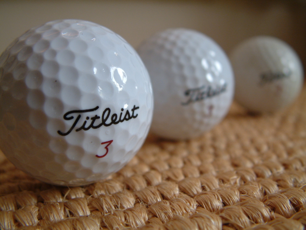 Lineup of Titleist golf balls