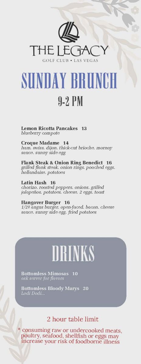 Sunday Brunch: 9 AM - 2PM