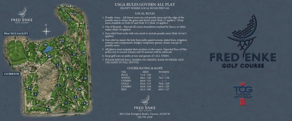 Front of Fred Enke Golf Course scorecard