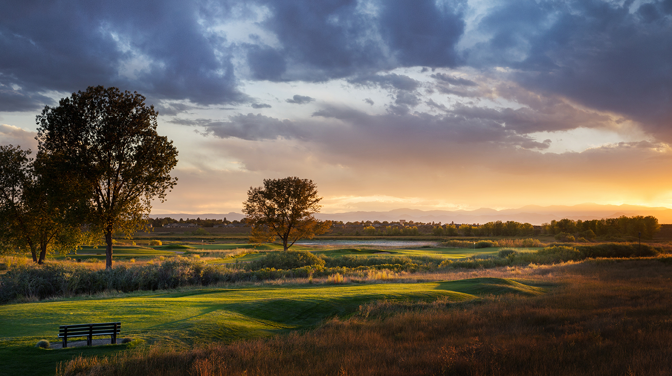 golf course at sunset