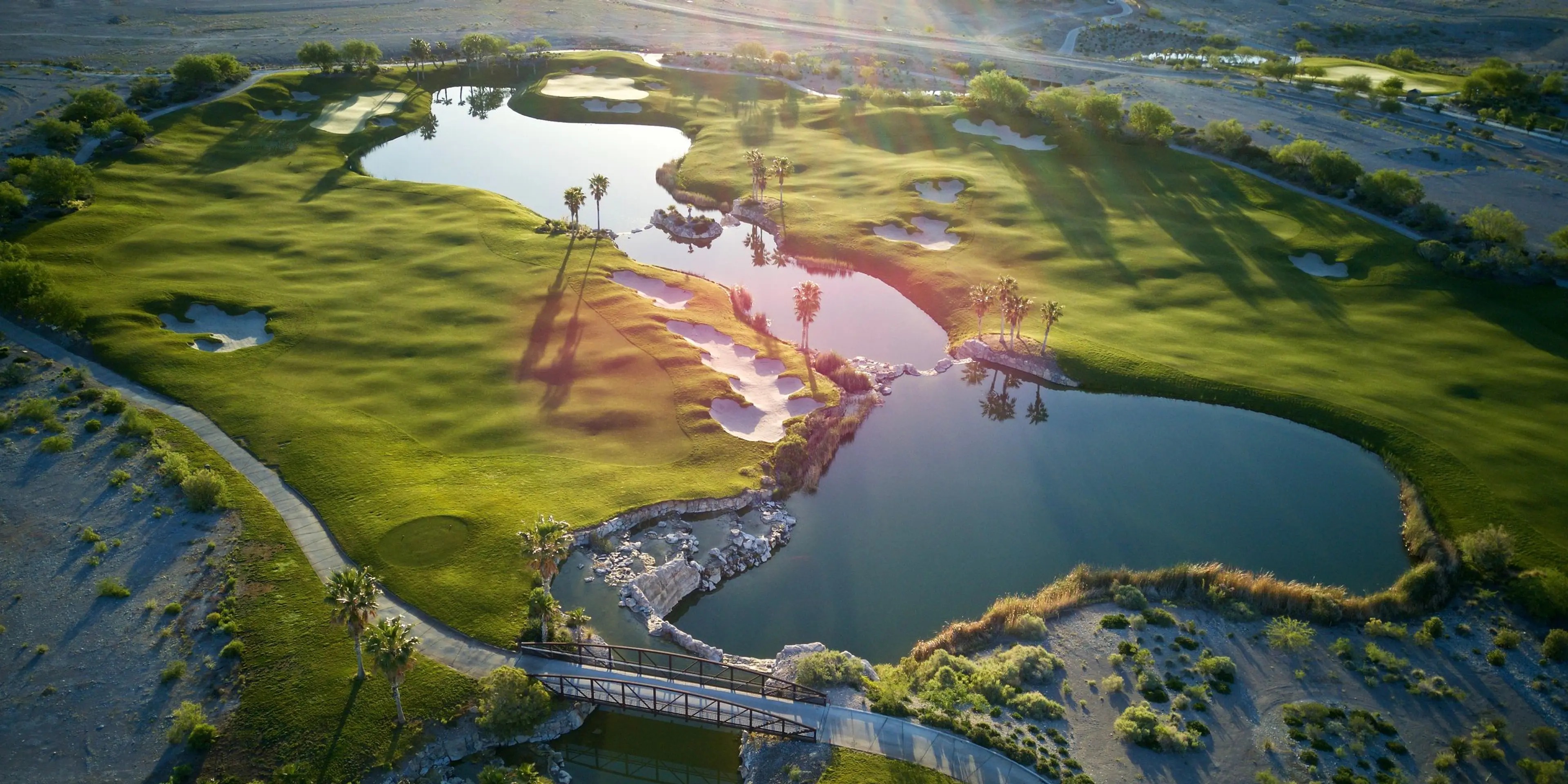 Golf course at sunset