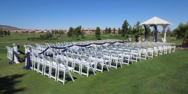 Wedding ceremony setup on golf course