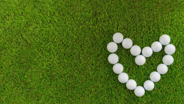 Golf balls in the shape of a heart 