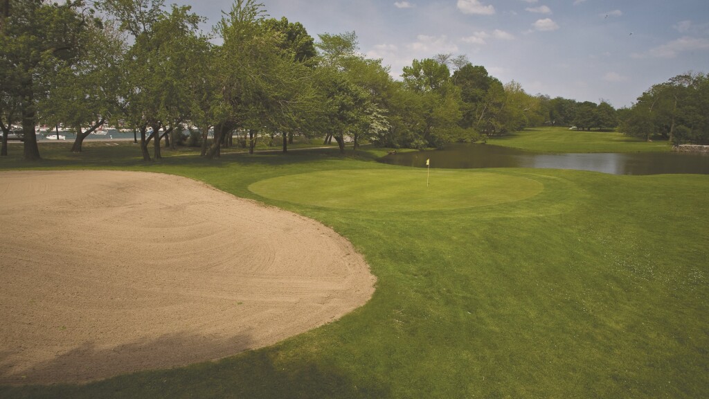 Jackson Park golf course fairway with bunker