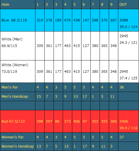 Page 1 of the Palatka scorecard