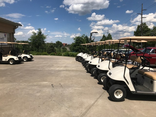 Row of golf carts 